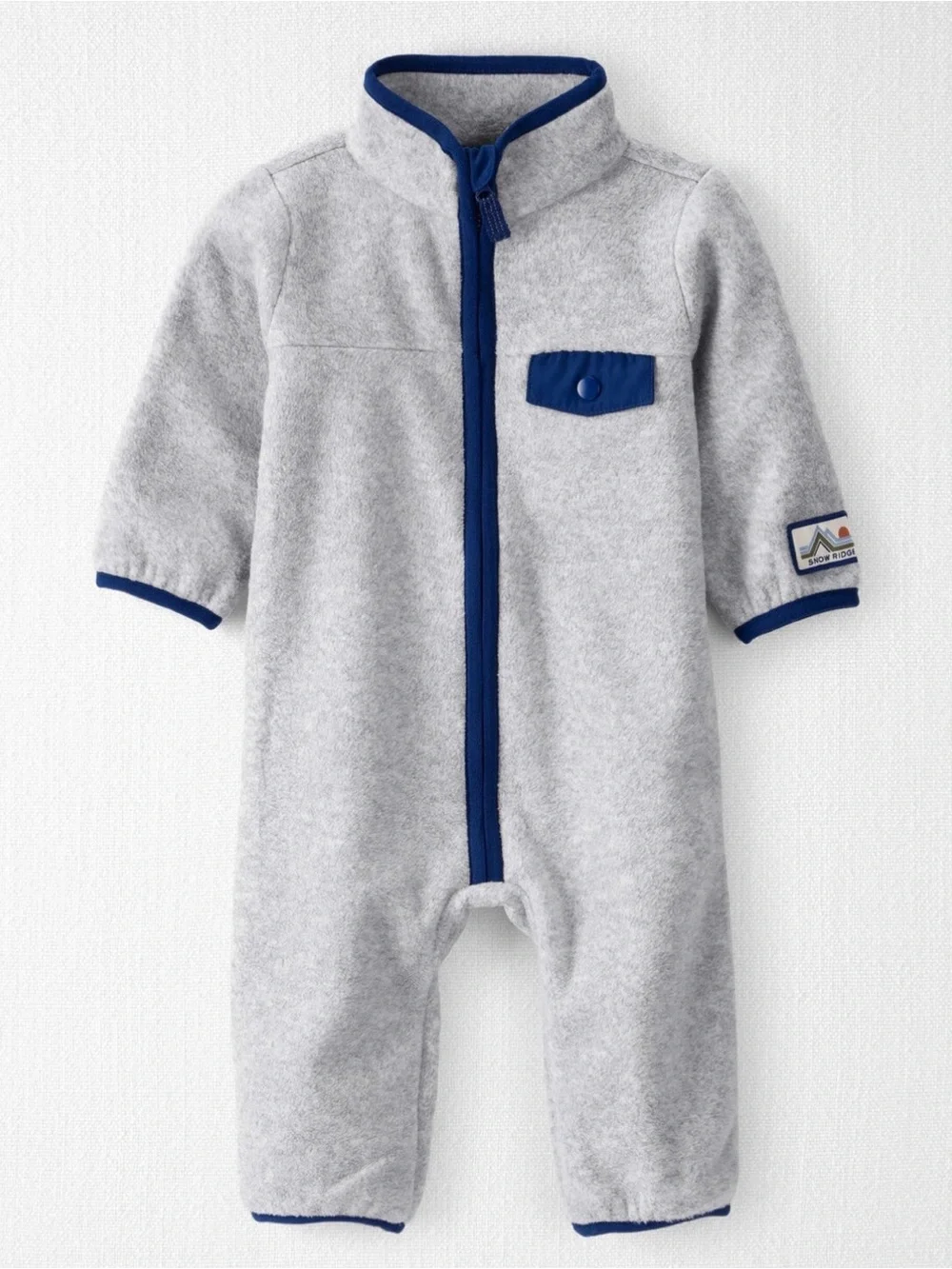 Carter's Gray Fleece One-Piece with Blue Trim